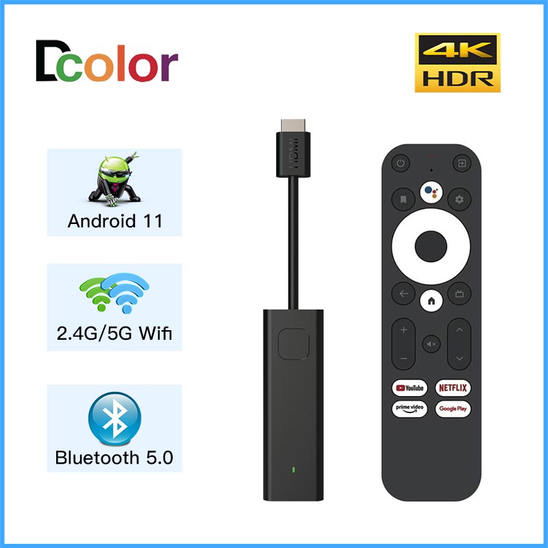Nuabuy Streaming Stick 4K Android 11 DColor TV Amlogic S905Y4-B Quad Core Mini Media Player Fast WiFi BT5.0